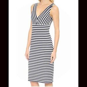 cupcakes & cashmere Marco Stripe Ponte Knit Midi Dress M Blue/Black White